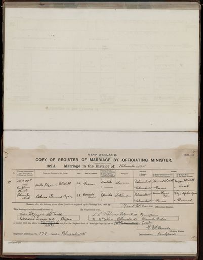 Marriage register 1909- 1927