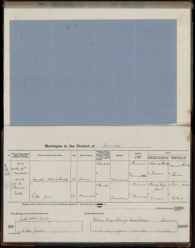 Marriage register 1909- 1927