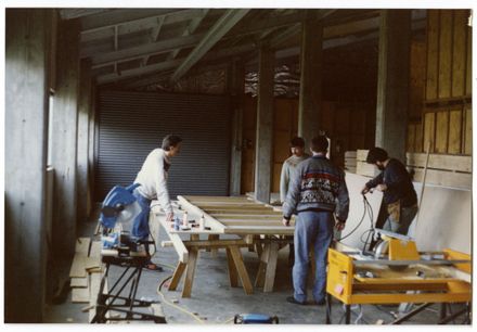 Stage Crew Building Sets for Little Shop of Horrors