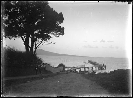 View of Wharf and Rangitoto Island, Auckland