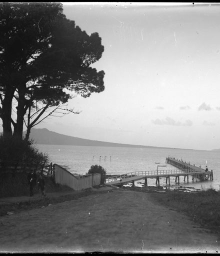 View of Wharf and Rangitoto Island, Auckland