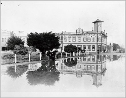 Flood outside Occidental Hotel, The Square