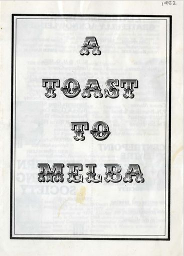 A Toast to Melba - Centrepoint Theatre programme