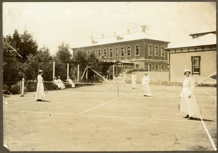 Nurses playing tennis at Palmerston North Hospital