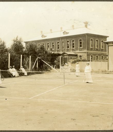 Nurses playing tennis at Palmerston North Hospital