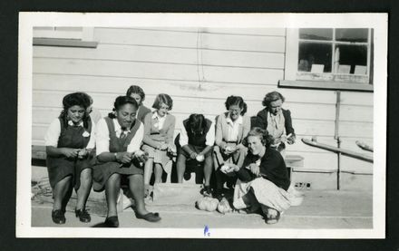 Peeling potatoes at the Presbyterian Bible Class Girls Camp, Terrace  End - Resource cover image