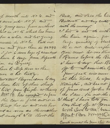 Letter to George Kendall from his brother, discussing farm activities and finances
