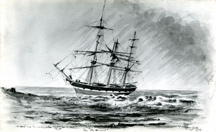 "The 'Hydrabad' Wreck on Manawatu beach 1878"
