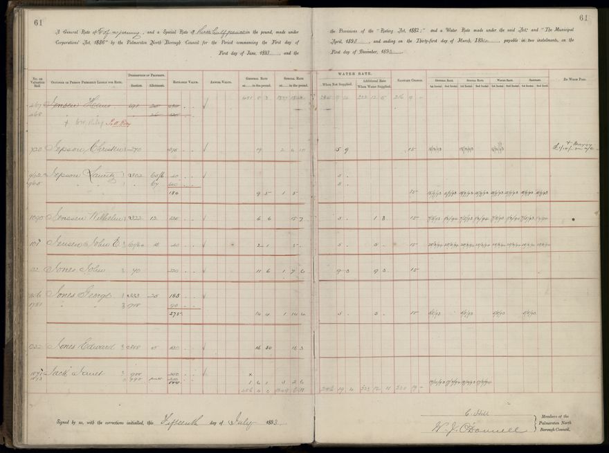 Palmerston North Rate Book, 1893 - 1896, 66