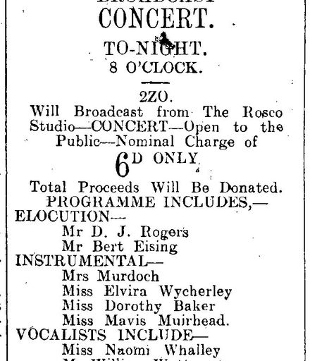 C M Ross Co. Ltd newspaper advertisement for their 50th Jubilee radio concert