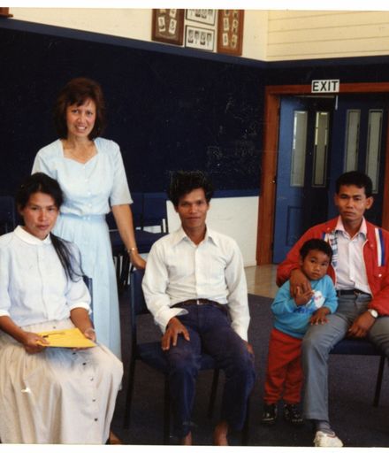 Cambodian refugees with Public Health Nurse, Elizabeth Leahy