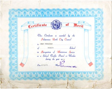 Palmerston North City Council Certificate of Merit, School Traffic Patrol or Warden