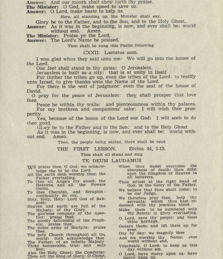 Order of Service for the Battle of Britain Commemoration Service 1958