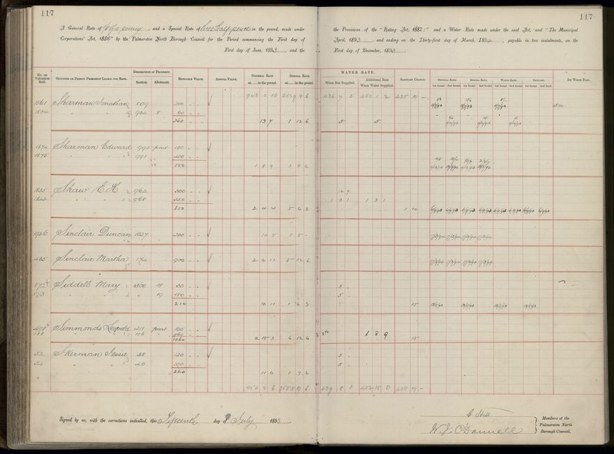 Palmerston North Rate Book, 1893 - 1896, 122