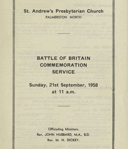 Battle of Britain Commemoration Service, 1958