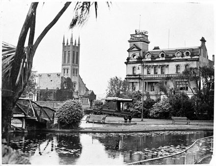 The Square, gardens and lakelet