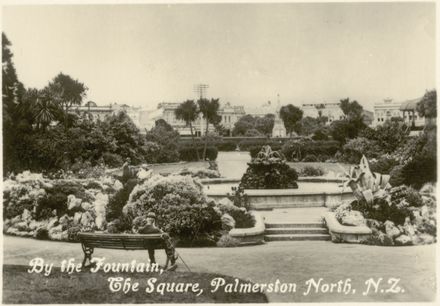 Palmerston North Souvenir Photo Cards - "By the Fountain, The Square"