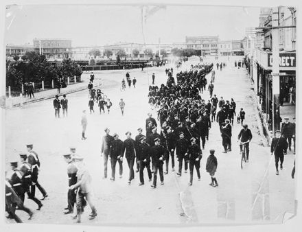 Troops marching for King Edward VII's birthday, The Square