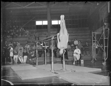"About to Begin First Action on Parallel Bars" NZ Gymnastics Championships