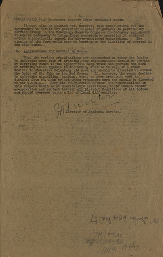 Memorandum from the National Service Department Page 4 outlining the functions of women’s volunteer wartime organisations