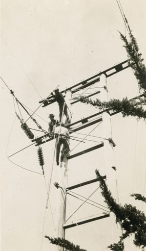 Workmen Repairing Power Lines - Mangahao Electric Power Scheme