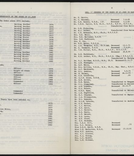 Supplement to History of the St John Ambulance Association Manawatu, 1900-1975 6