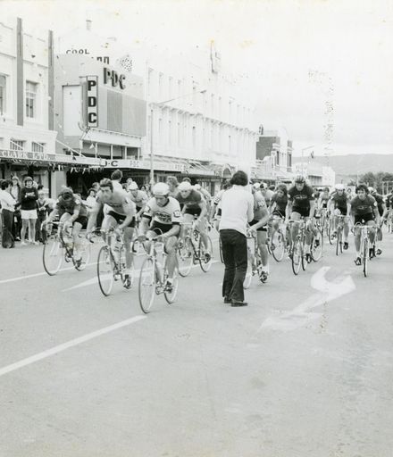 Start Line of Palmerston North-Wellington Segment of Dulux Six-Day Cycle Race, 1974