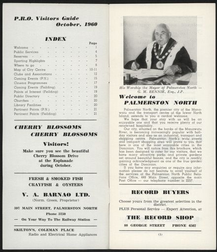 Visitors Guide Palmerston North and Feilding: October 1960 - 2