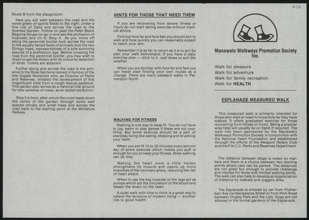 Manawatu Walkways Promotion Society Inc. Esplanade Brochure - Resource cover image