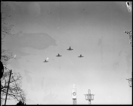 Skyhawks over the square during centennial celebrations