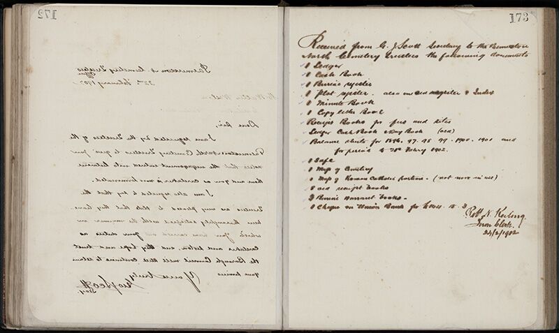 Outwards Correspondence of the Palmerston North Cemetery Trustees, 1898 -1902 200