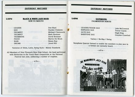 Manawatū Jazz Festival Program, 1992