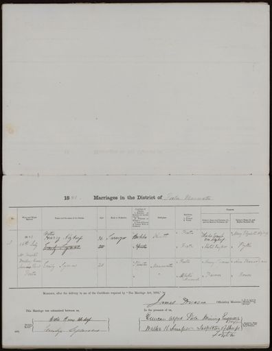 Marriage register 1880 - 1894