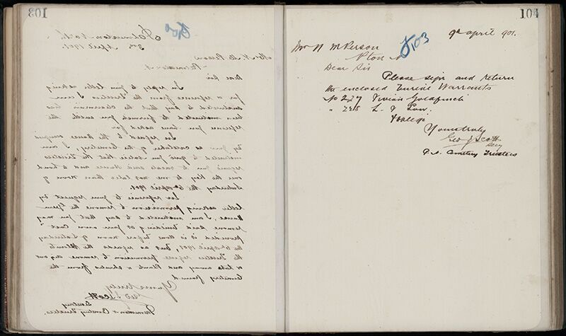 Outwards Correspondence of the Palmerston North Cemetery Trustees, 1898 -1902 131