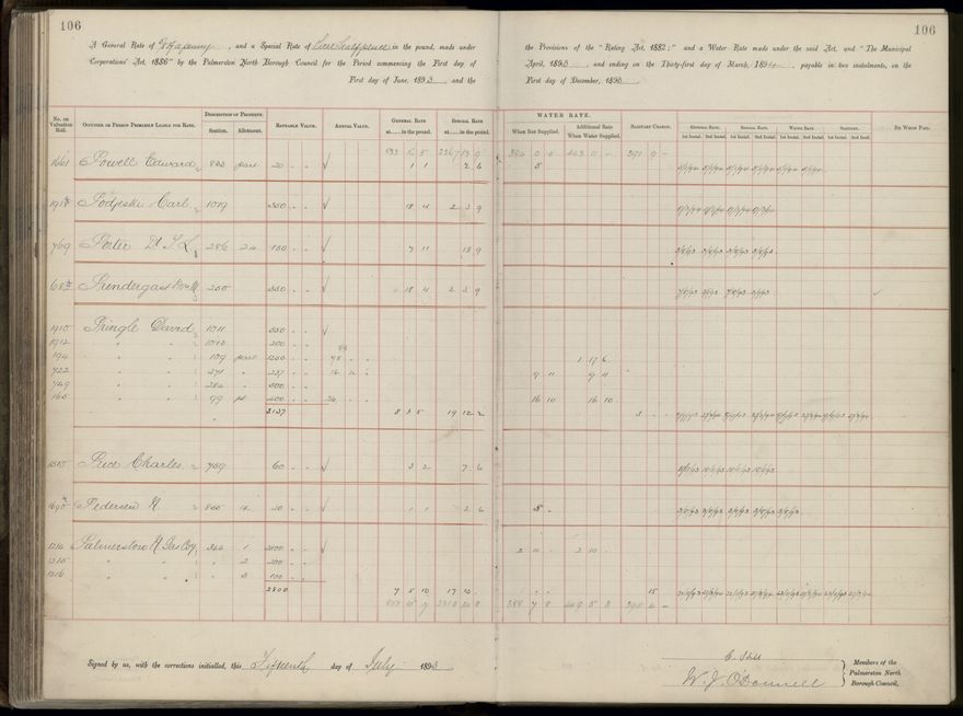 Palmerston North Rate Book, 1893 - 1896, 111