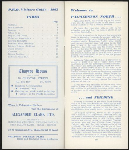 Visitors Guide Palmerston North and Feilding: January-March 1962 - 2