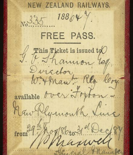 Page 2: Free Pass to travel on New Zealand Railways