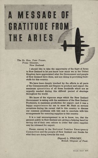 Message from the British Minister of Food