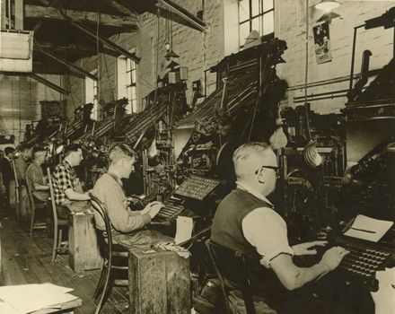 Working on the linotype Machines at the Manawatu Evening Standard: