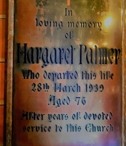 Margaret Palmer's Plaque in the All Saints Church