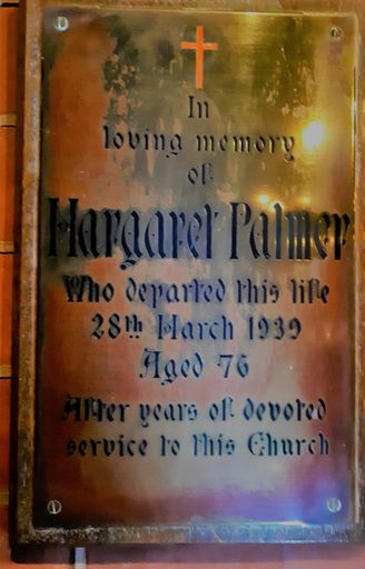 Margaret Palmer's Plaque in the All Saints Church