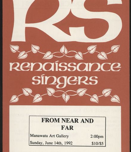 Renaissance Singers concert programme