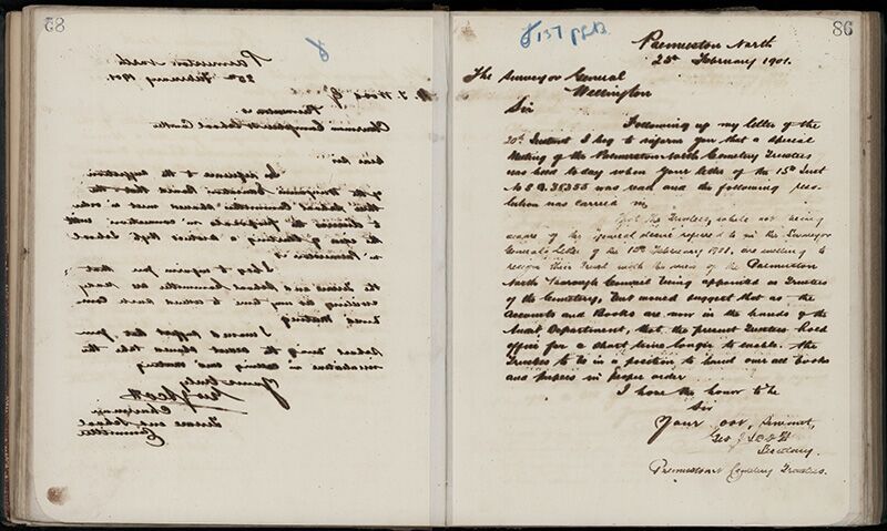 Outwards Correspondence of the Palmerston North Cemetery Trustees, 1898 -1902 113