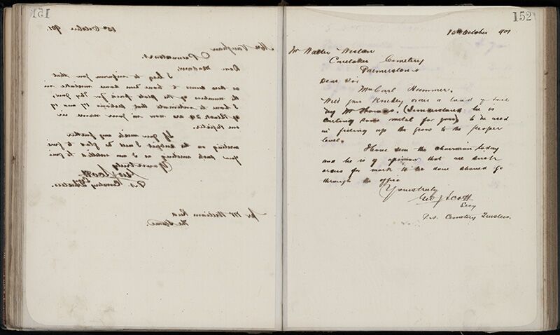 Outwards Correspondence of the Palmerston North Cemetery Trustees, 1898 -1902 179