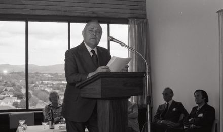 Prime Minister Rob Muldoon opens the National Mutual building