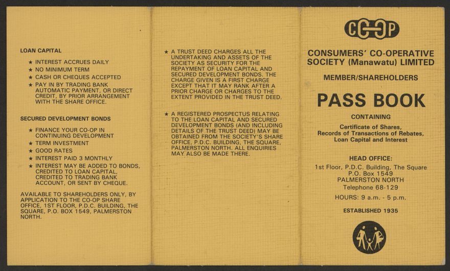 Consumers' Co-Operative Society Pass Book