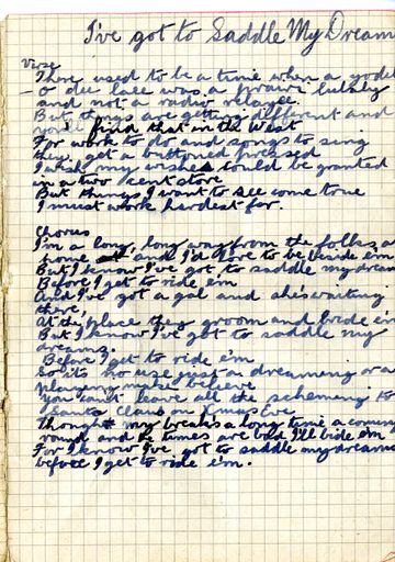 "Ive got to saddle my dream"