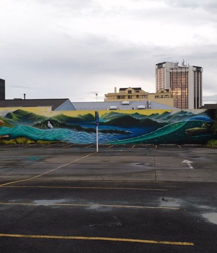 Mural overlooking UCOL car park in King and Queen Streets