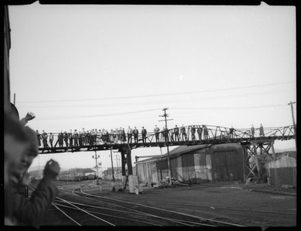 Pedestrians on the Cook Street Foot Bridge