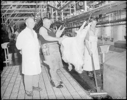 "Show Lambs Being Skinned" Longburn